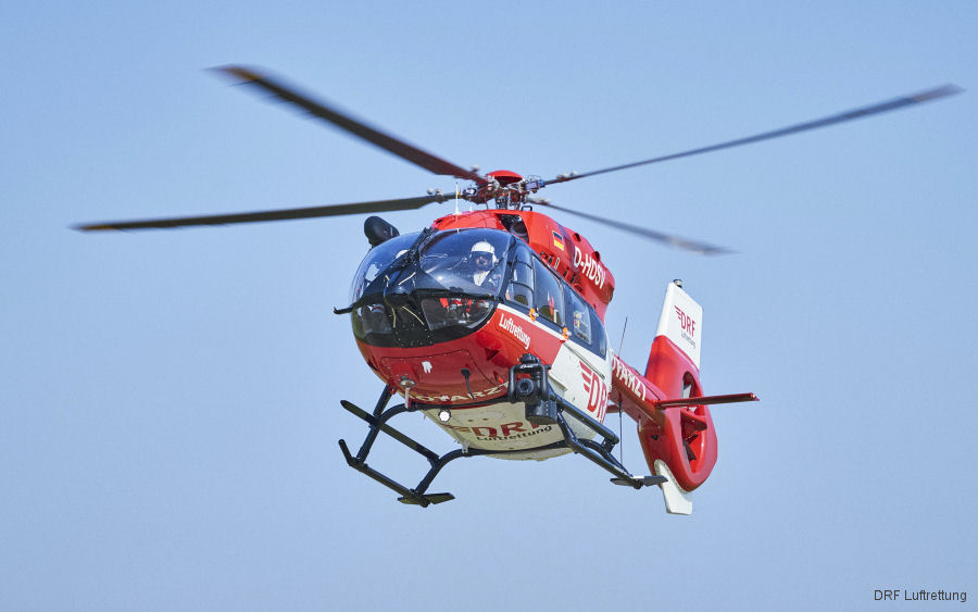 Helicopter Airbus H145D2 / EC145T2 Serial 20267 Register D-HDSV used by DRF Luftrettung DRF Christoph 47 (DRF). Built 2019. Aircraft history and location