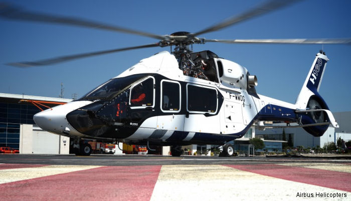 Helicopter Airbus H160 Serial PT1 Register F-WWOG used by Airbus Helicopters France. Built 2015. Aircraft history and location