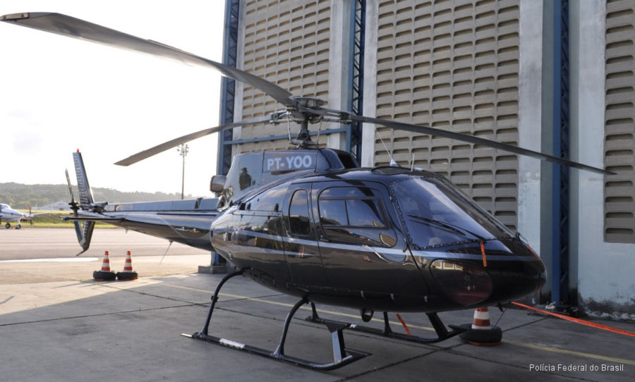 Helicopter Eurocopter HB350BA Esquilo Serial 2989 Register PT-YOO used by Helibras. Aircraft history and location