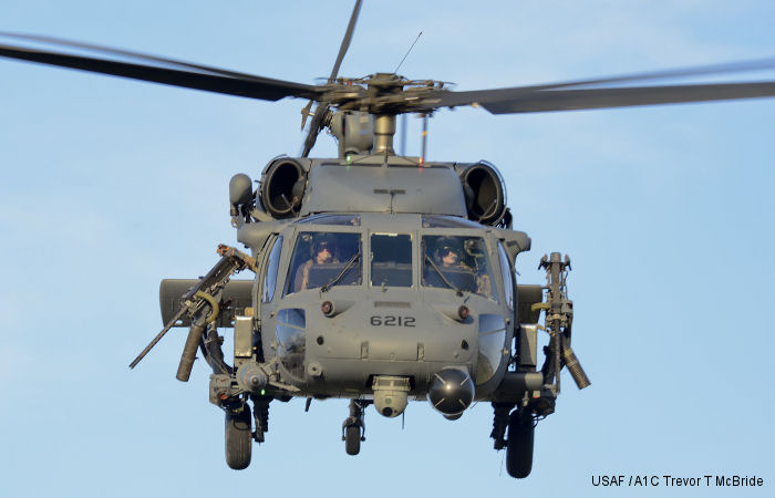 Helicopter Sikorsky HH-60G Pave Hawk Serial 70-1452 Register 89-26212 used by US Air Force USAF. Aircraft history and location