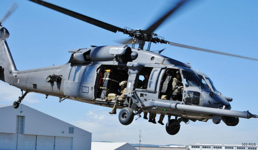 Helicopter Sikorsky HH-60G Pave Hawk Serial 70-1545 Register 90-26224 used by US Air Force USAF. Aircraft history and location