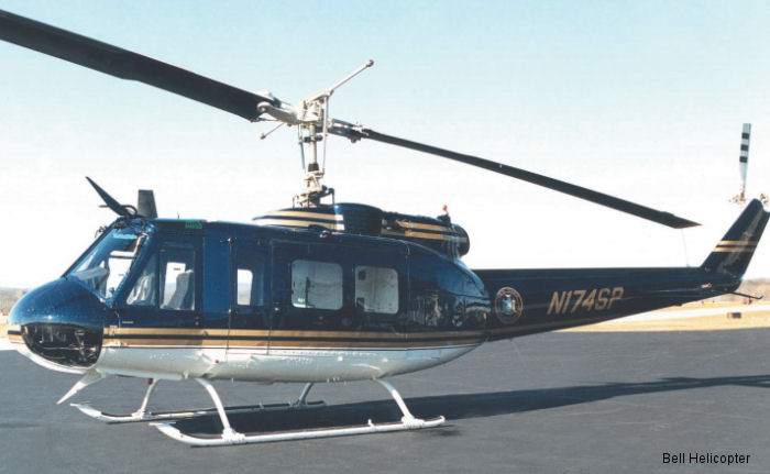 Helicopter Bell UH-1D Iroquois Serial 4193 Register N174SP N604 63-12997 used by NYSP (New York State Police) ,Bell Helicopter ,US Army Aviation Army. Aircraft history and location