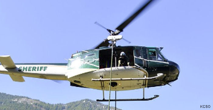 Helicopter Bell UH-1H Iroquois Serial 12619 Register N71KP 70-16314 used by KCSO (King County Sheriff Office) ,US Army Aviation Army. Aircraft history and location