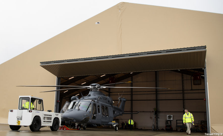 Helicopter Boeing MH-139A Grey Wolf Serial 41802 Register 18-1002 N676SH used by US Air Force USAF ,AgustaWestland Philadelphia (AgustaWestland USA). Built 2019. Aircraft history and location
