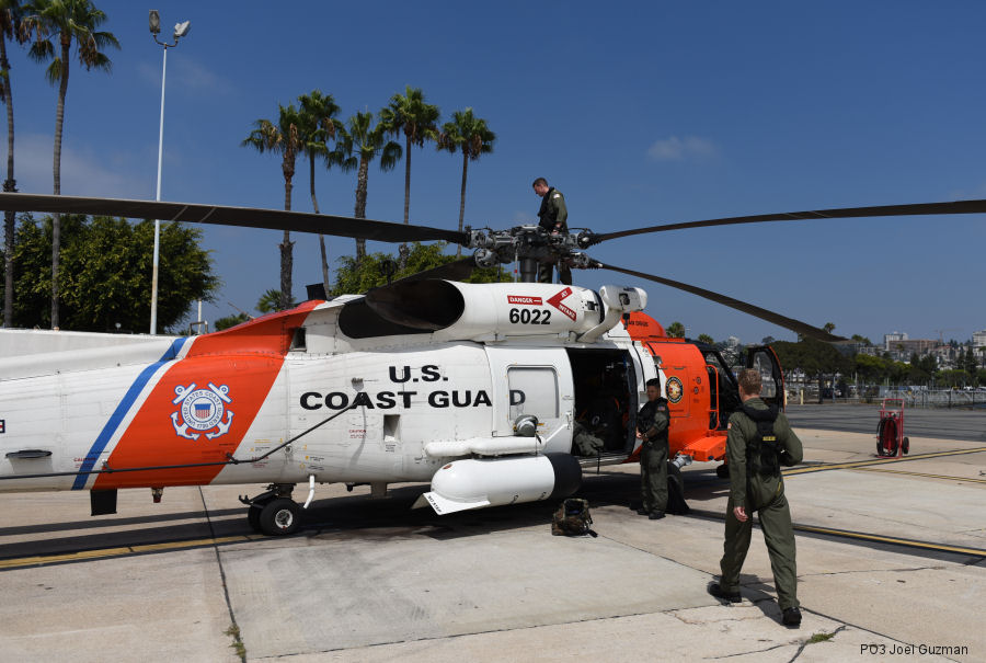 Helicopter Sikorsky HH-60J Jayhawk Serial 70-1704 Register 6022 used by US Coast Guard USCG. Aircraft history and location