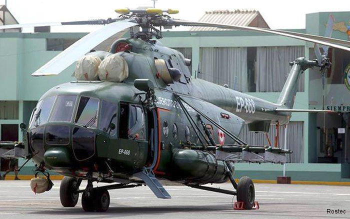 Helicopter Mil Mi-171Sh Serial  Register EP-668 used by Ejercito del Peru (Peruvian Army). Aircraft history and location