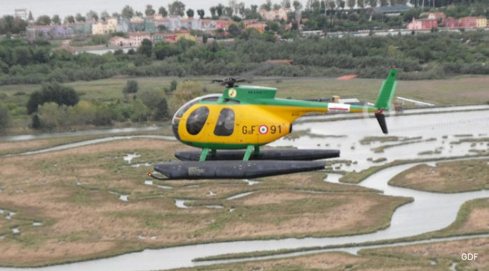 Helicopter Breda Nardi NH500MC Serial 26-0279M Register MM81049 used by Guardia di Finanza (Italian Customs Police). Aircraft history and location