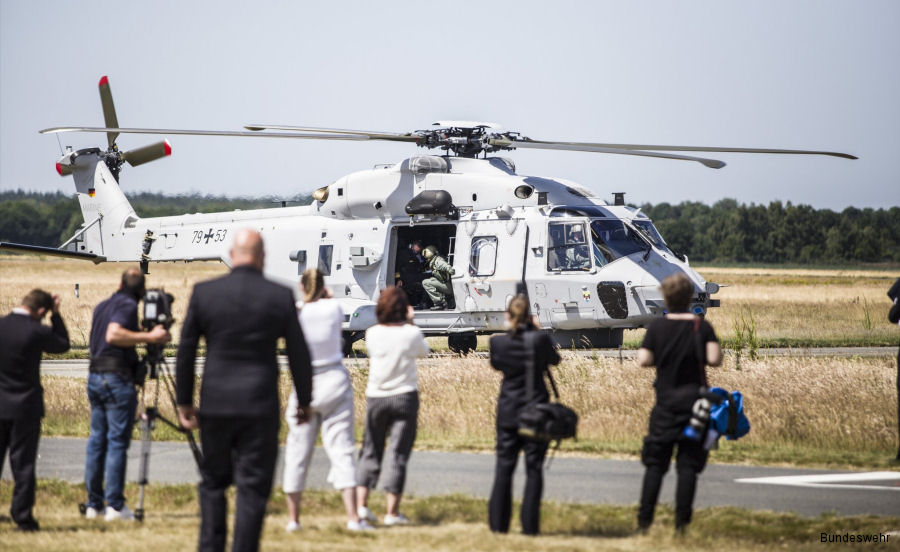 Helicopter NH Industries NH90 NTH Sea Lion Serial 1436 Register 79+53 98+40 used by Marineflieger (German Navy ) ,Airbus Helicopters Deutschland GmbH (Airbus Helicopters Germany). Built 2019. Aircraft history and location