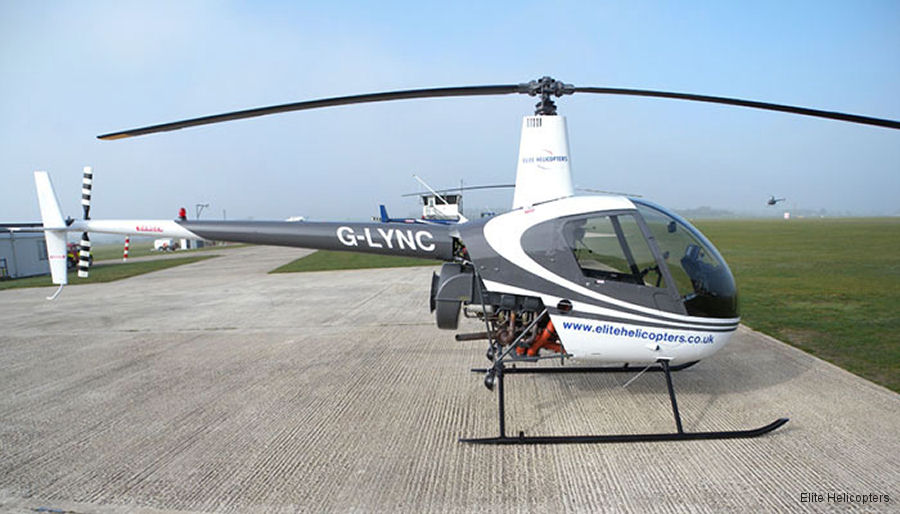 Helicopter Robinson R22 Beta II Serial 3069 Register G-LYNC used by Elite Helicopters. Built 2000. Aircraft history and location