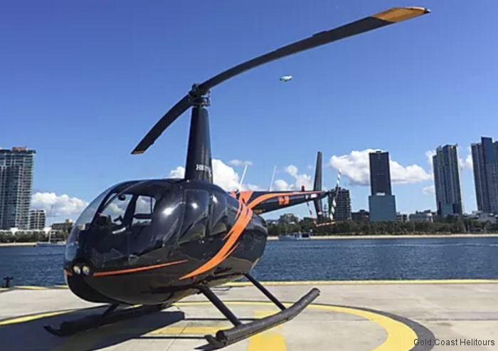 Helicopter Robinson R44 II Serial 11596 Register VH-JMI used by Gold Coast Helitours. Built 2007. Aircraft history and location