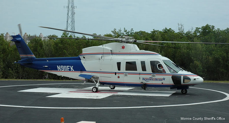 Helicopter Sikorsky S-76A Serial 760197 Register N911FK N322LF VP-CSB VR-CCU used by Monroe County Sheriff Office (FL) ,Geisinger Health. Built 1981. Aircraft history and location