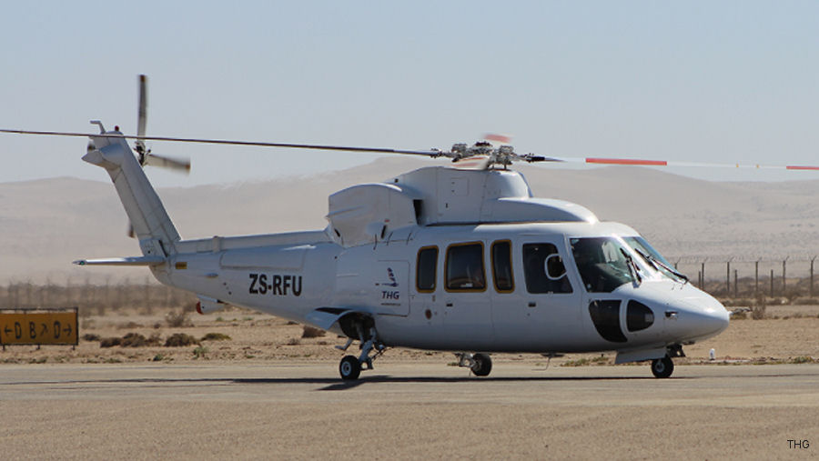 Helicopter Sikorsky S-76C Serial 760417 Register ZS-RFU G-SSSE used by Titan Helicopter Group THG ,CHC Scotia. Built 1993. Aircraft history and location