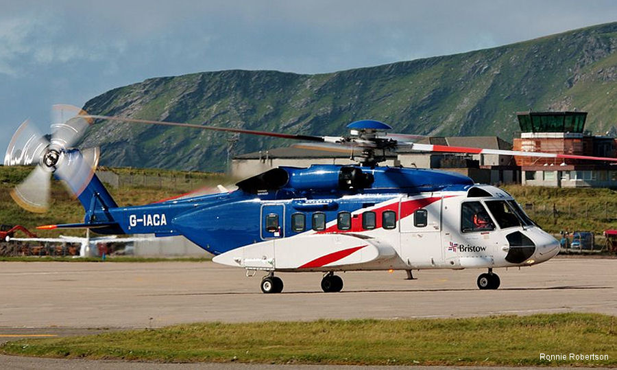 Helicopter Sikorsky S-92A Serial 92-0050 Register G-IACA used by Bristow. Built 2007. Aircraft history and location