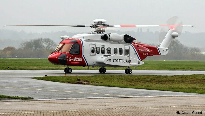 Helicopter Sikorsky S-92A Serial 92-0225 Register G-MCGG N225WK used by HM Coastguard (Her Majesty’s Coastguard) ,Bristow. Built 2013. Aircraft history and location