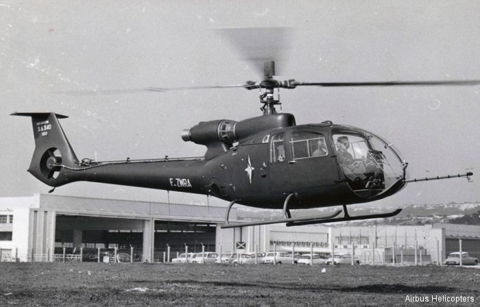 Helicopter Aerospatiale Gazelle Serial 002 Register F-ZWRA. Built 1968. Aircraft history and location