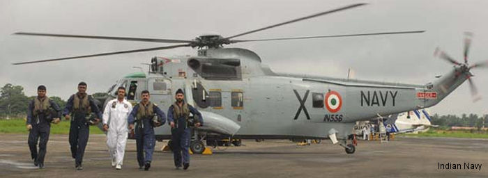 Helicopter Westland Sea King Mk.42C Serial wa 970 Register IN556 used by Bharatiya Nau Sena (Indian Navy). Aircraft history and location