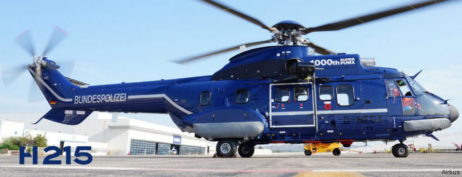 Helicopter Airbus H215 / AS332C1e / AS332L1e Serial 3047 Register D-HEGX used by Bundespolizei (German Federal Police (BPOL)). Built 2019. Aircraft history and location