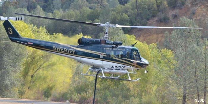 Helicopter Bell UH-1D Iroquois Serial 5105 Register N911KP N22SD 65-10061 used by Santa Barbara County Sheriff Department ,US Army Aviation Army. Aircraft history and location