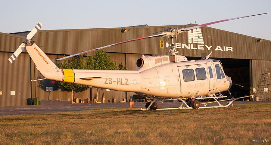 Helicopter Bell UH-1H Iroquois Serial 11162 Register ZS-HLZ N404RH 68-16503 used by Henley Air ,Leading Edge Aviation South Africa ,US Army Aviation Army. Aircraft history and location