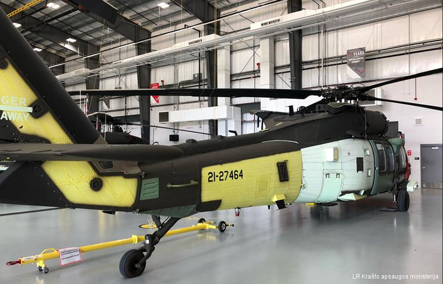 Helicopter Sikorsky UH-60M Black Hawk Serial  Register 21-27464 used by Karinės oro pajėgos  (Lithuanian Air Force) ,US Army Aviation Army. Built 2022. Aircraft history and location