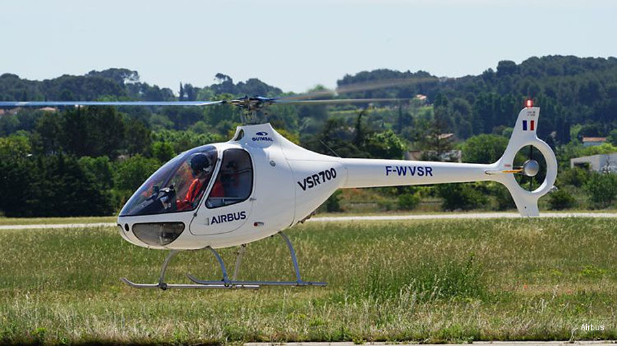 Helicopter Guimbal Cabri G2 Serial 2002 Register F-ZWSR F-WVSR used by Airbus Helicopters France. Built 2017 Converted to VSR700. Aircraft history and location