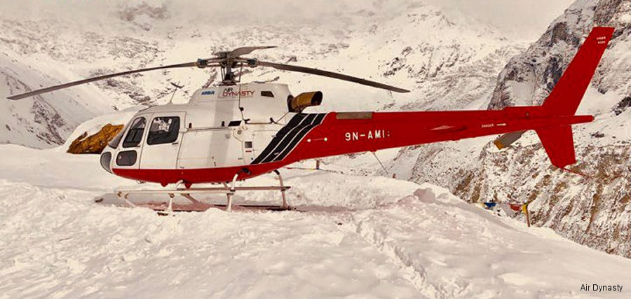 Helicopter Airbus H125 Serial 8324 Register 9N-AMI 9V-HCE used by Air Dynasty Heli Service ,Airbus Helicopters Southeast Asia AHSA. Built 2017. Aircraft history and location