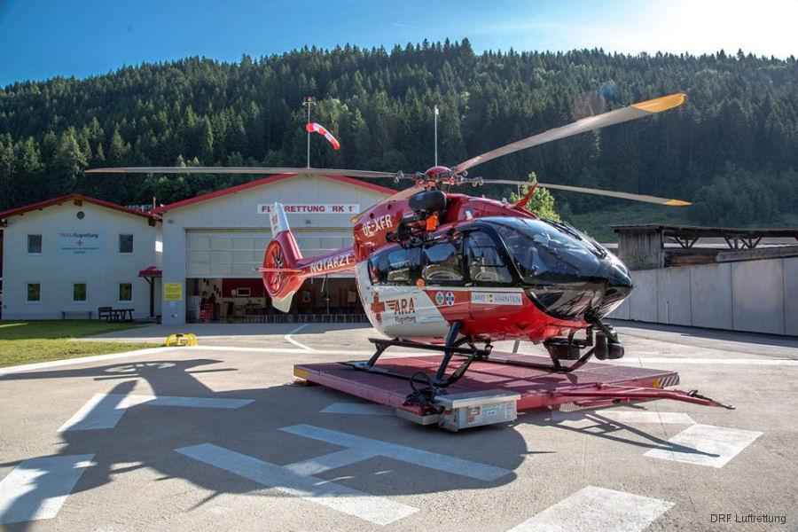 Helicopter Airbus H145D2 / EC145T2 Serial 20032 Register OE-XFR D-HDSH used by Air Rescue Austria ARA (ARA Flugrettug) ,DRF Luftrettung DRF Christoph Regensburg (DRF). Aircraft history and location