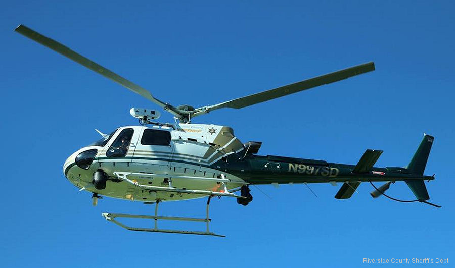 Helicopter Airbus H125 Serial 7949 Register N997SD N141AH used by RCSD (Riverside County Sheriffs Department) ,Airbus Helicopters Inc (Airbus Helicopters USA). Built 2014. Aircraft history and location