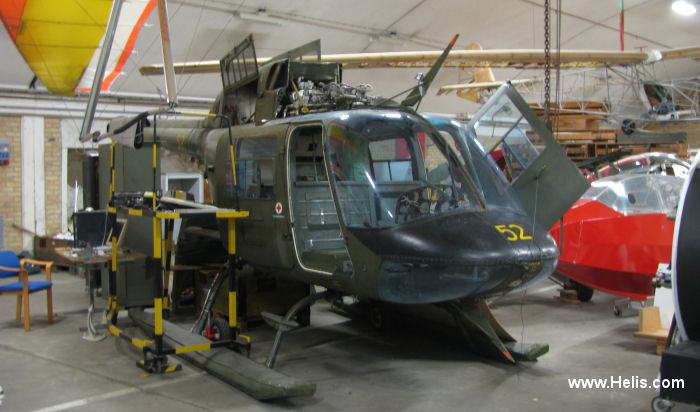 Helicopter Agusta AB206A Serial 8219 Register 06052 used by Försvarsmakten (Swedish Armed Forces) ,marinen (swedish navy). Aircraft history and location