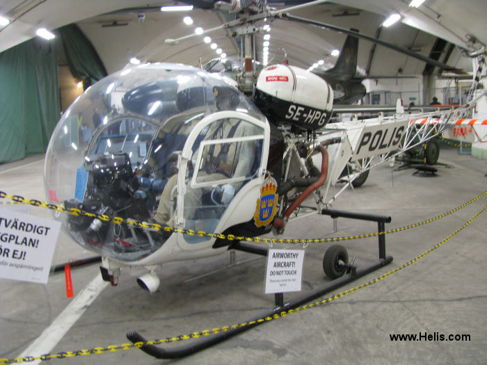 Helicopter Bell 47G-5 Serial 25081 Register SE-HPG used by Rikspolisstyrelsen RPS (Swedish National Police). Aircraft history and location