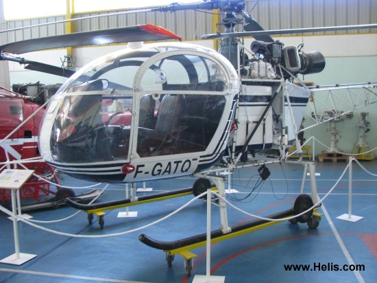 Helicopter Aerospatiale SE3130  Alouette II Serial 1550 Register F-GATQ. Aircraft history and location