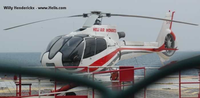 Helicopter Eurocopter EC130B4 Serial 3662 Register 3A-MPJ used by Heli Air Monaco. Aircraft history and location