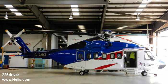 Helicopter Sikorsky S-92A Serial 92-0175 Register G-CHKI N975F used by Bristow ,Sikorsky Helicopters. Built 2012. Aircraft history and location