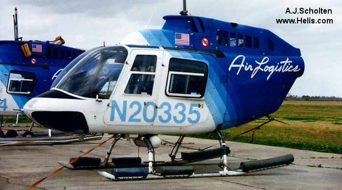 Helicopter Bell 206B-3 Jet Ranger Serial 3343 Register N20335 used by Air Logistics. Built 1981. Aircraft history and location