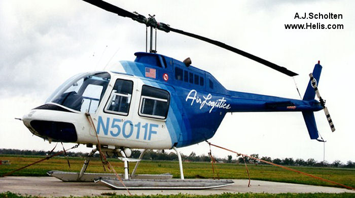 Helicopter Bell 206B-3 Jet Ranger Serial 2564 Register N5011F used by Air Logistics. Built 1978. Aircraft history and location