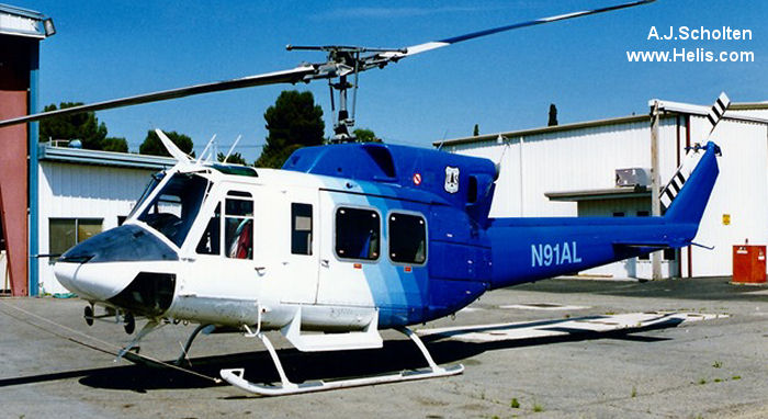 Helicopter Bell 212 Serial 30821 Register N91AL used by Rogers Helicopters ,Air Logistics. Built 1977. Aircraft history and location