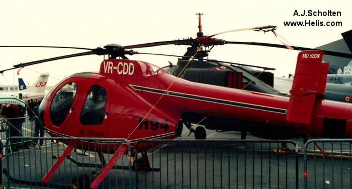 Helicopter McDonnell Douglas MD520N Serial LN030 Register YV1301 YV-885CP N520DD VR-CDD used by Hanson plc Group. Aircraft history and location