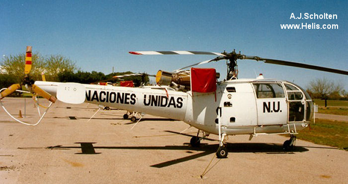Helicopter Aerospatiale SA316B Alouette III Serial 2275 Register IGM-275 N49552 used by United Nations UNHAS ,Ejercito Ecuatoriano (Ecuadorian Army) ,Evergreen Helicopters. Built 1975. Aircraft history and location