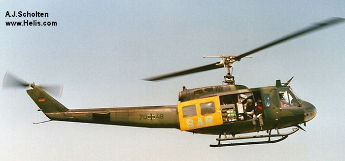 Helicopter Dornier UH-1D Serial 8108 Register 70+48 used by Luftwaffe (German Air Force). Aircraft history and location