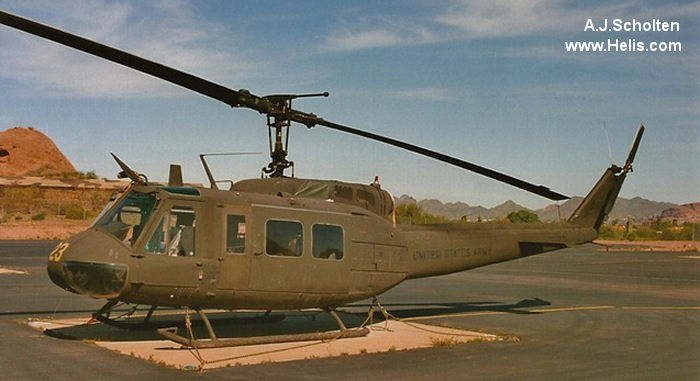 Helicopter Bell UH-1D Iroquois Serial 9285 Register 66-17091 used by al quwwat al-jawwiya al-malakiya al-urduniya RJAF (Royal Jordanian Air Force) ,US Army Aviation Army. Aircraft history and location