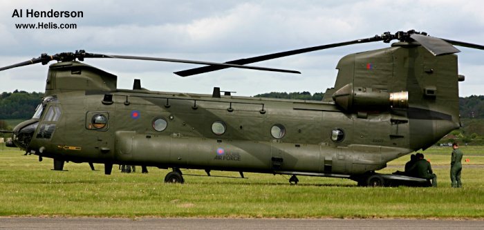 Helicopter Boeing CH-47D Chinook Serial M.7012 Register ZA677 used by Royal Air Force RAF. Aircraft history and location