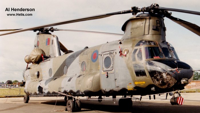 Helicopter Boeing-Vertol CH-47C Chinook Serial b-874 Register ZD982 N37085 used by Royal Air Force RAF ,Boeing Helicopters. Aircraft history and location
