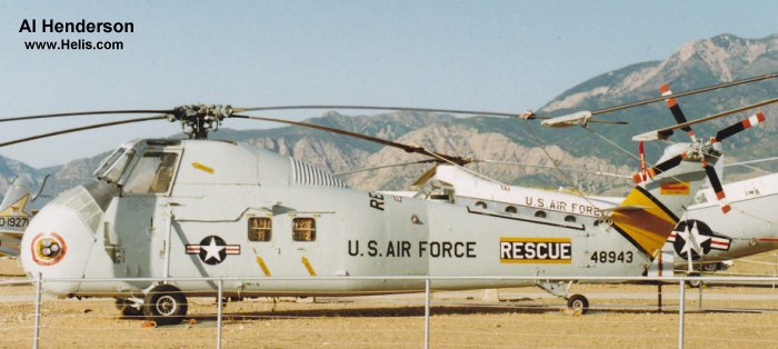 Helicopter Sikorsky HSS-1N / SH-34J Seabat Serial 58-1327 Register 148943 used by US Air Force USAF ,US Navy USN. Built 1961. Aircraft history and location