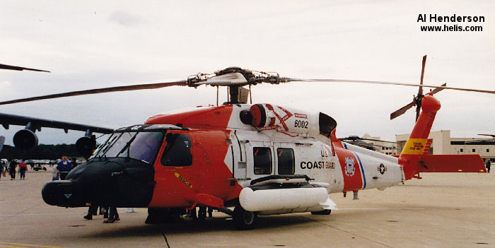 Helicopter Sikorsky HH-60J Jayhawk Serial 70-623 Register 6002 used by US Coast Guard USCG Converted to MH-60T Jayhawk. Aircraft history and location