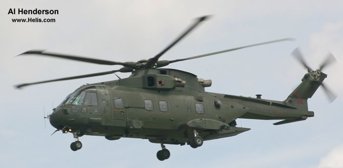 Helicopter AgustaWestland Merlin HC.3 Serial 50133 Register ZJ124 used by Fleet Air Arm RN (Royal Navy) ,Royal Air Force RAF. Built 2000. Aircraft history and location