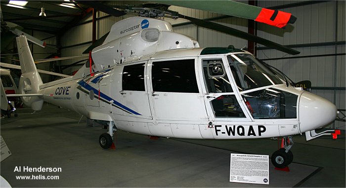 Helicopter Aerospatiale SA365N Dauphin 2 Serial 6001 Register F-WQAP F-WZJJ used by Aerospatiale. Built 1979. Aircraft history and location