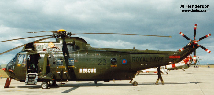 Helicopter Westland Sea King HC.4 Serial wa 973 Register ZF123 used by Fleet Air Arm RN (Royal Navy). Built 1987. Aircraft history and location