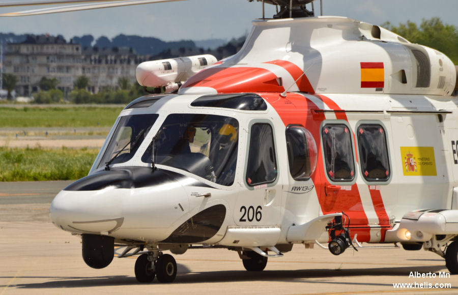 Helicopter AgustaWestland AW139 Serial 31219 Register EC-KXA used by Salvamento Maritimo SASEMAR (Maritime Safety Agency). Built 2009. Aircraft history and location