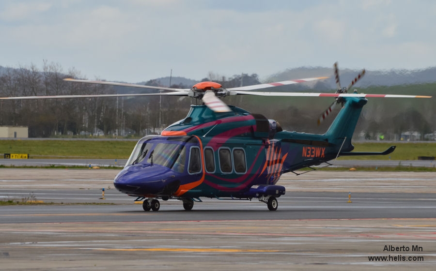 Helicopter AgustaWestland AW139 Serial 41321 Register A7-GHZ N33WX used by TVPX. Built 2012. Aircraft history and location