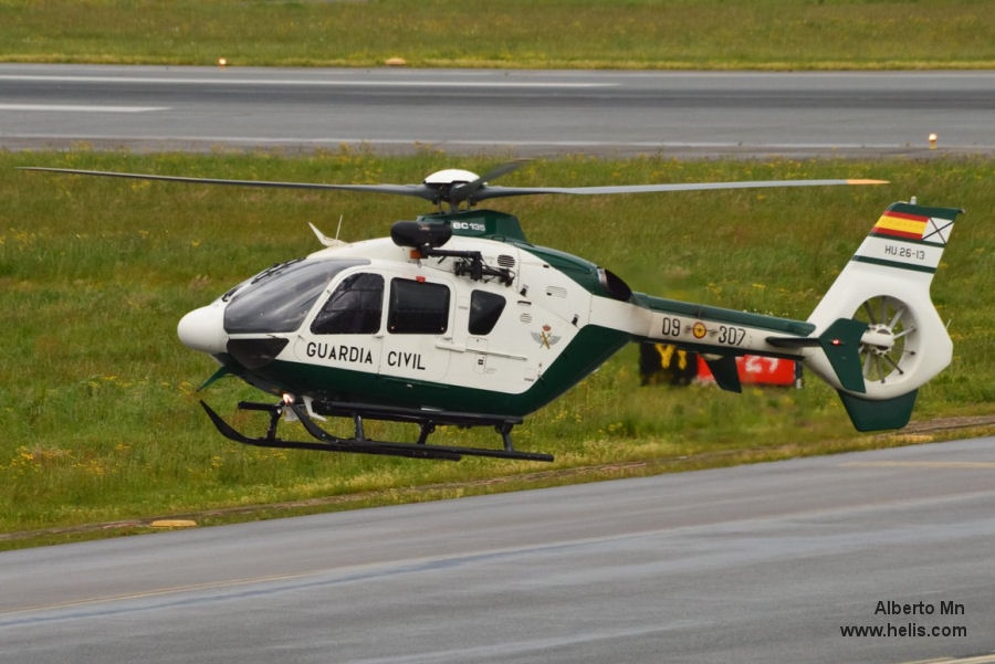 Helicopter Eurocopter EC135P2+ Serial 0636 Register HU.26-13 used by Guardia Civil (Spanish Civil Guard (Military Police)). Built 2008. Aircraft history and location